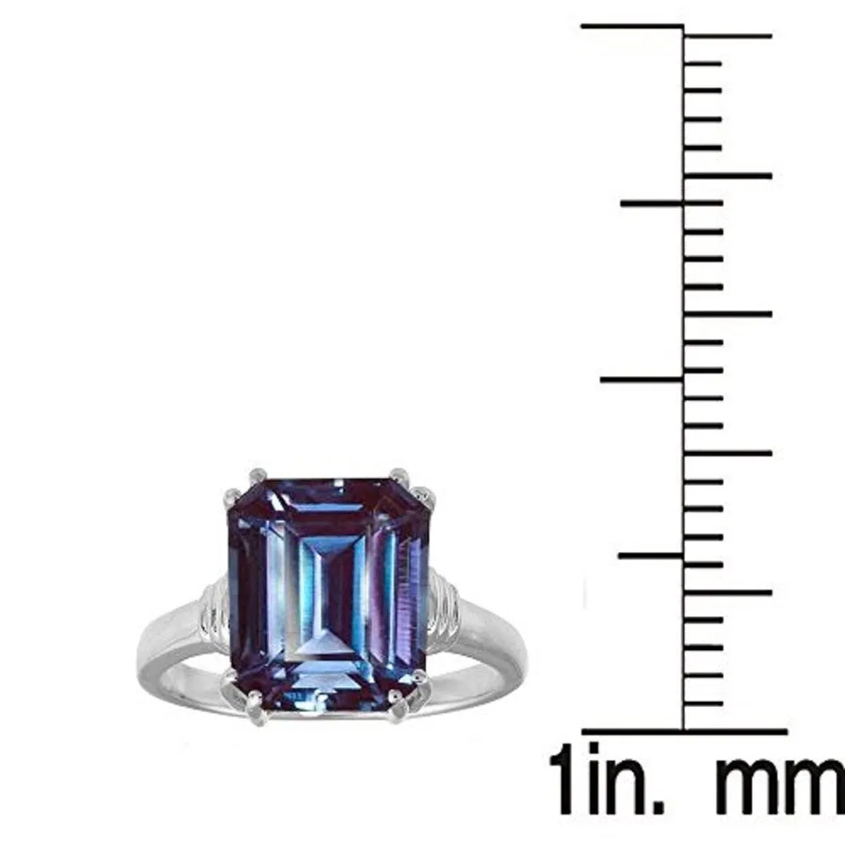 Color Changing Alexandrite Sterling Silver Emerald Cut Solitaire Ring sold by Zulily product image thumbnail 4