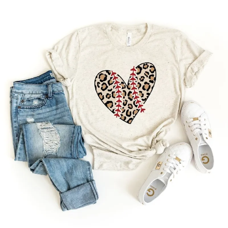 Leopard Baseball Heart Short Sleeve Crewnneck Tee sold by Zulily