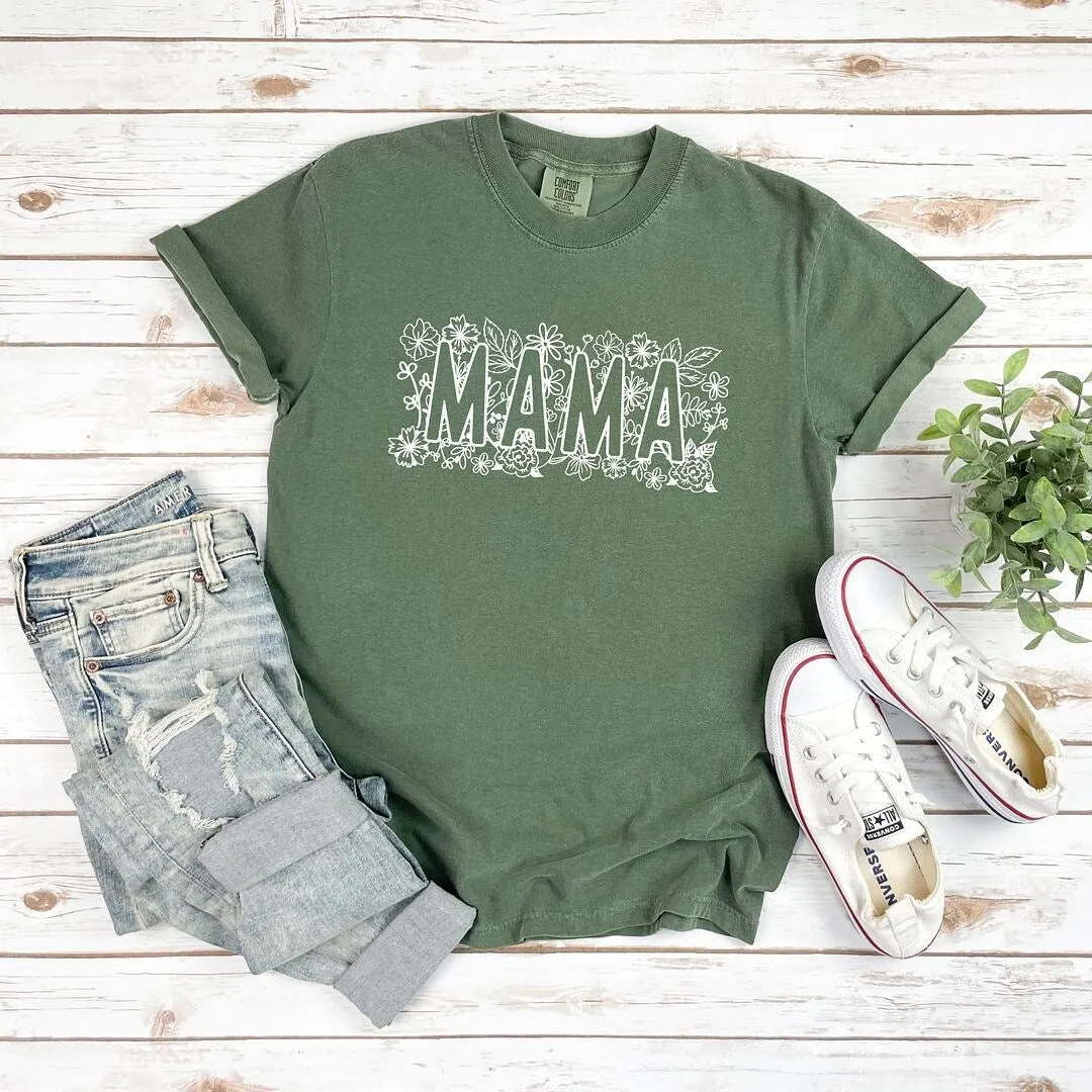 Mama Bold Flowers Garment Dyed Tee sold by Zulily