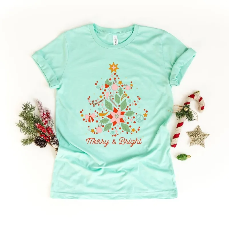 Merry And Bright Tree Grunge Short Sleeve Crewnneck Tee sold by Zulily
