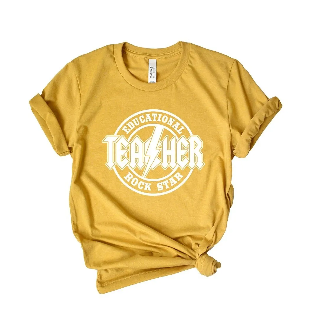 Educational Rockstar Teacher Short Sleeve Crewnneck Tee sold by Zulily product image thumbnail 2
