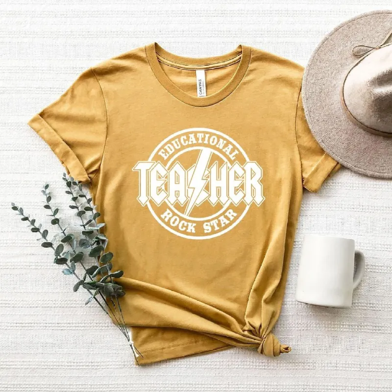 Educational Rockstar Teacher Short Sleeve Crewnneck Tee sold by Zulily