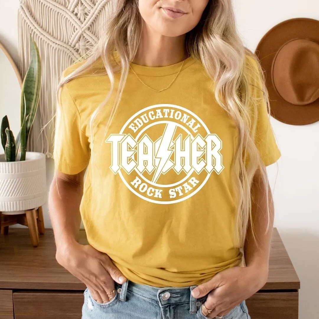 Educational Rockstar Teacher Short Sleeve Crewnneck Tee sold by Zulily product image thumbnail 3
