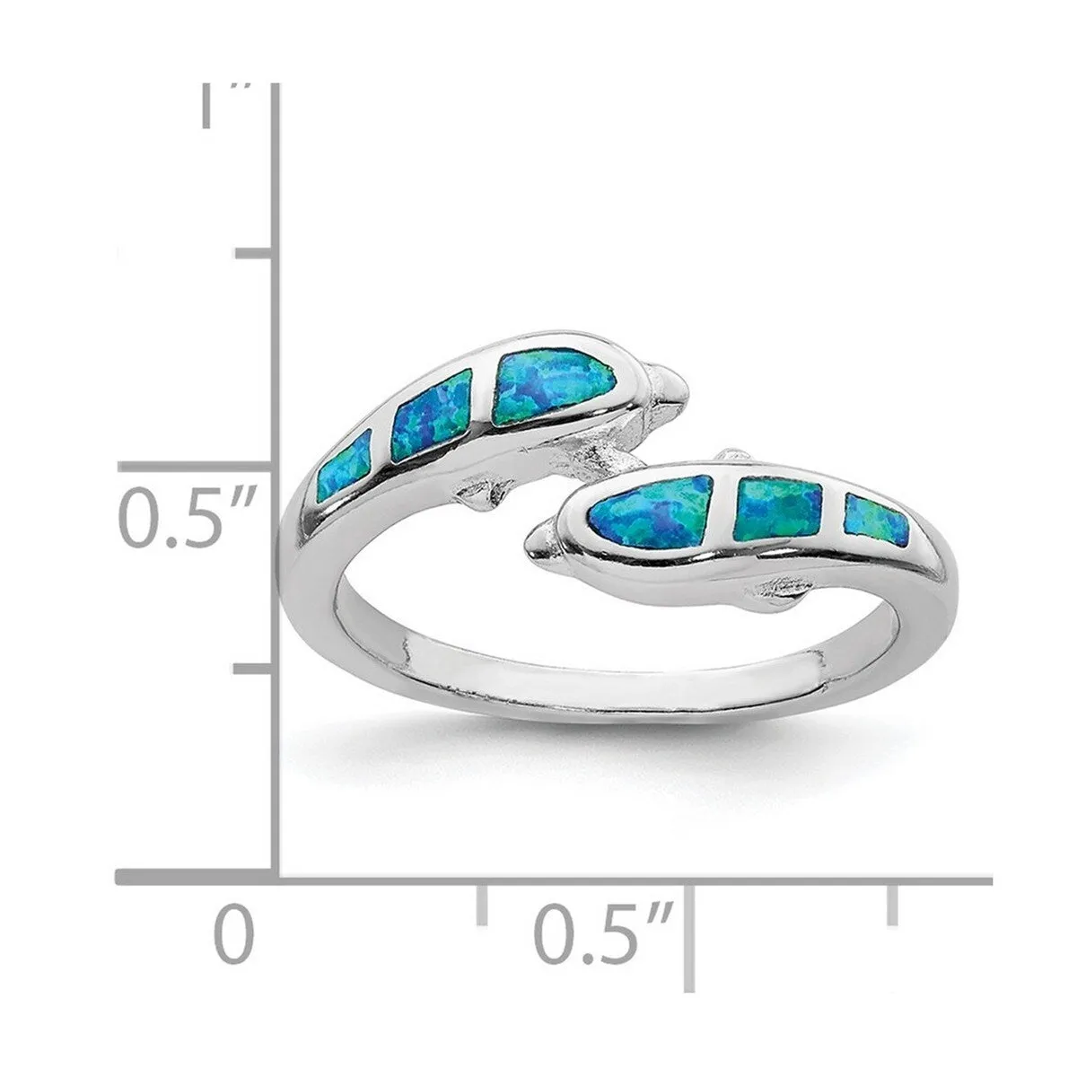 Curata 925 Sterling Silver Simulated Blue Simulated Opal Dolphin Ring sold by Zulily product image thumbnail 2