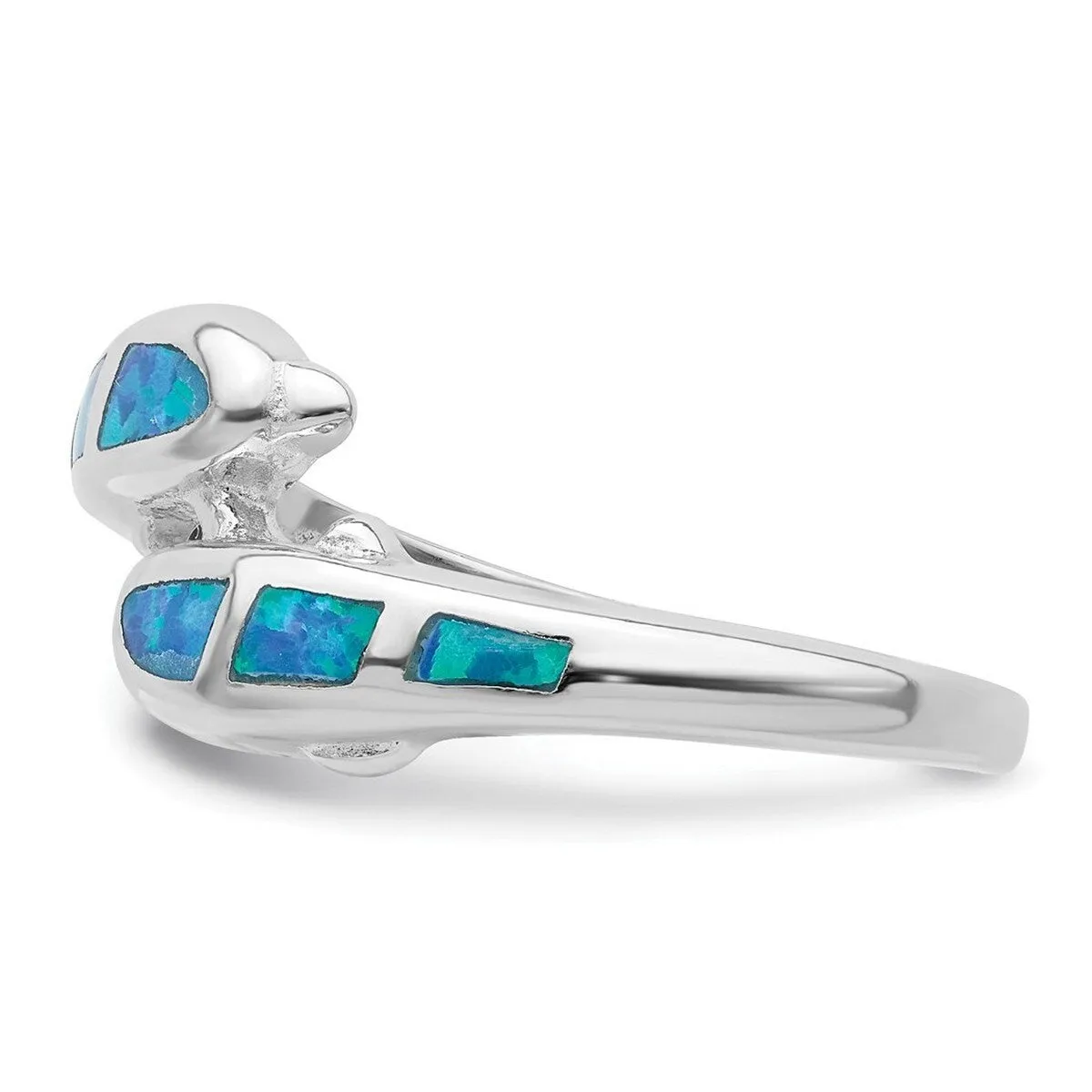 Curata 925 Sterling Silver Simulated Blue Simulated Opal Dolphin Ring sold by Zulily product image thumbnail 4