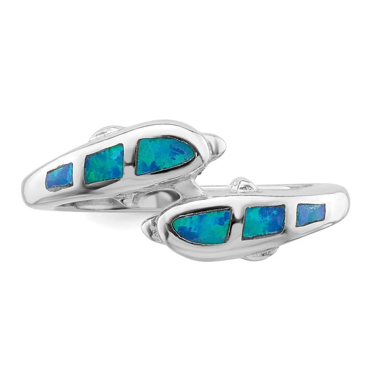 Curata 925 Sterling Silver Simulated Blue Simulated Opal Dolphin Ring sold by Zulily product image thumbnail 5
