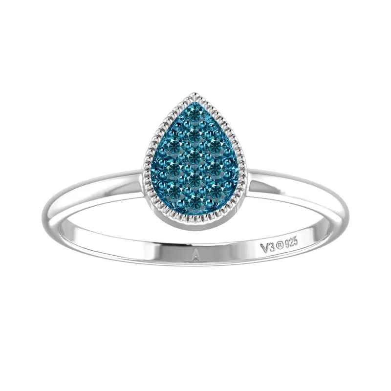Sterling Silver Natural Blue Diamond Teardrop Ring sold by Zulily