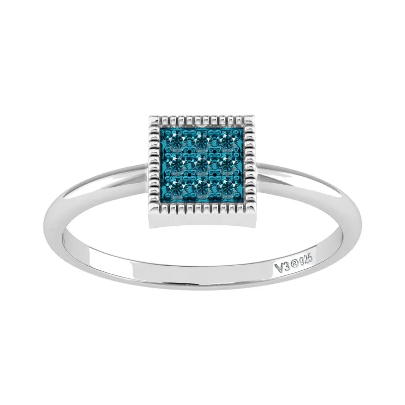 Sterling Silver Natural Blue Diamond Square Ring sold by Zulily