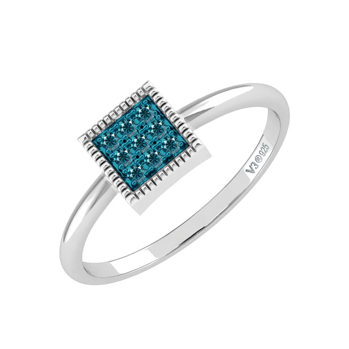 Sterling Silver Natural Blue Diamond Square Ring sold by Zulily product image thumbnail 2