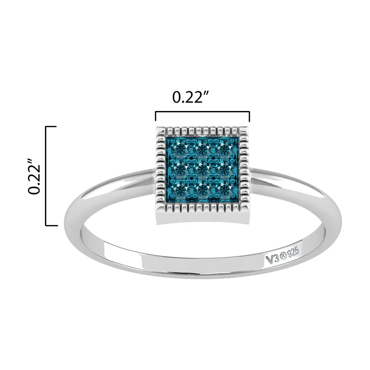 Sterling Silver Natural Blue Diamond Square Ring sold by Zulily product image thumbnail 5