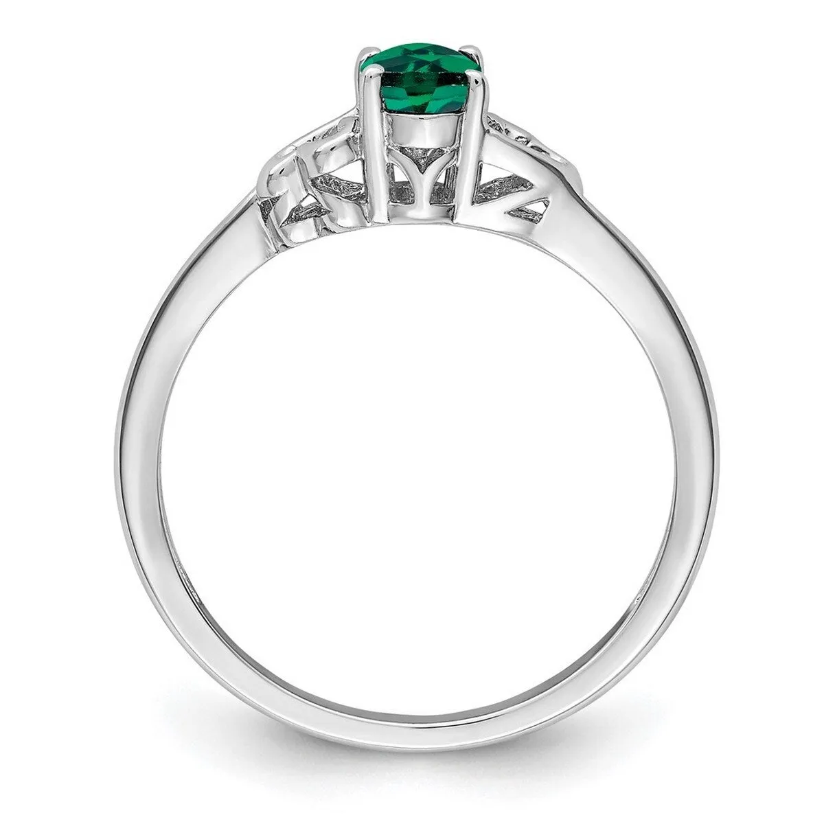 Curata 925 Sterling Silver 6x4mm Oval Created Emerald and Diamond Heart Ring sold by Zulily product image thumbnail 3