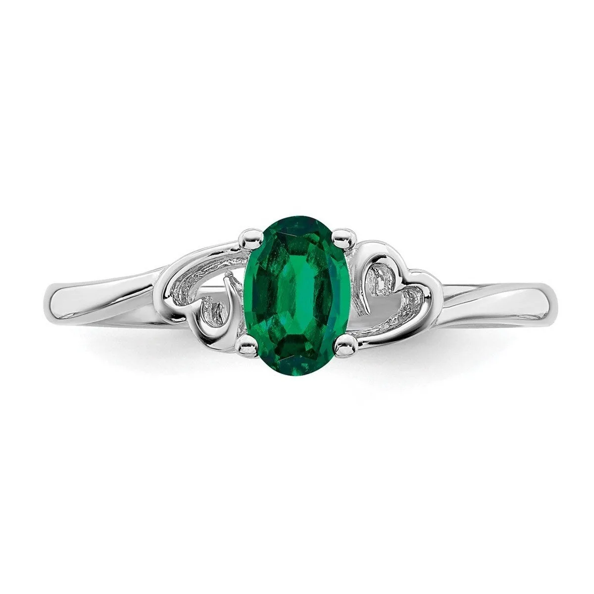 Curata 925 Sterling Silver 6x4mm Oval Created Emerald and Diamond Heart Ring sold by Zulily product image thumbnail 5