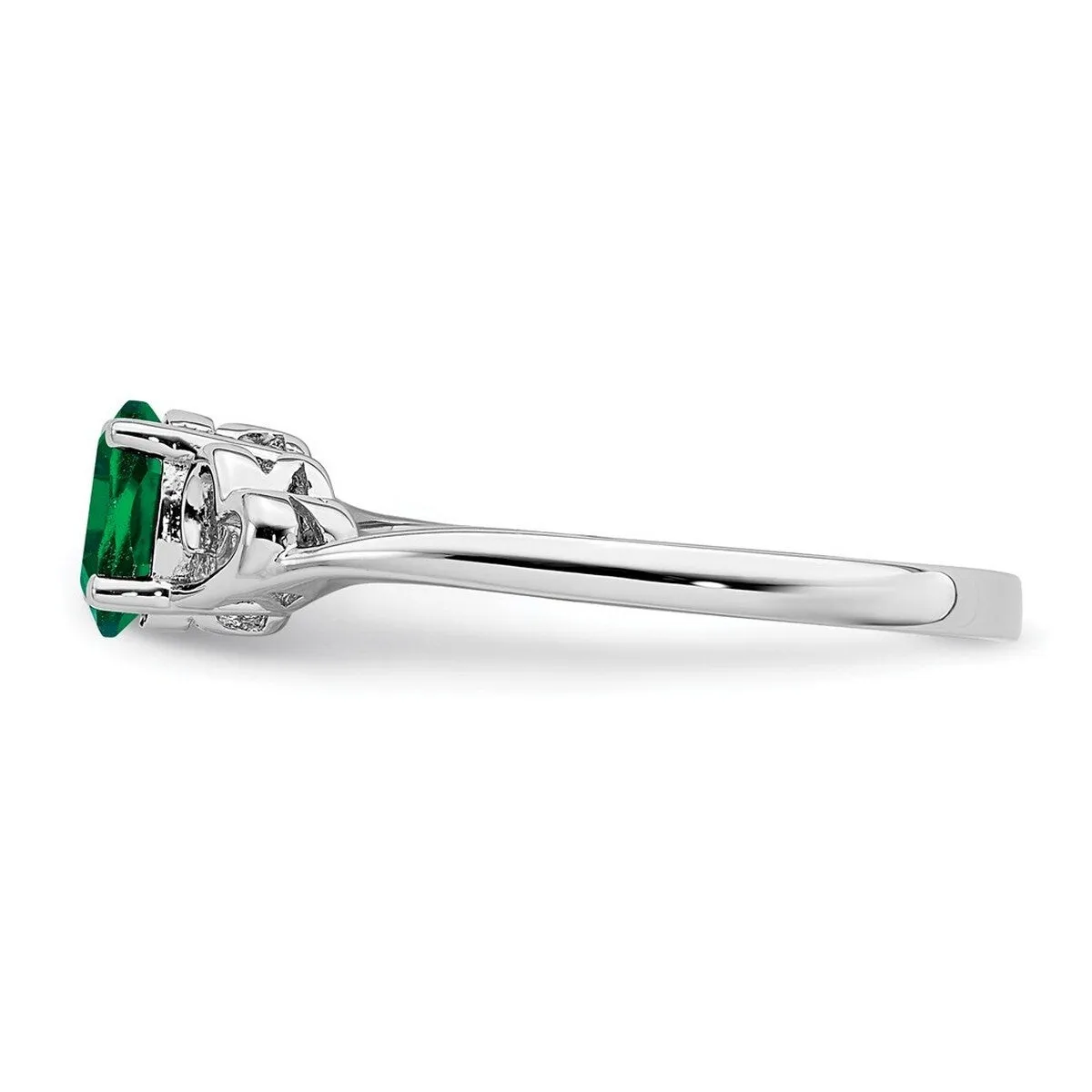 Curata 925 Sterling Silver 6x4mm Oval Created Emerald and Diamond Heart Ring sold by Zulily product image thumbnail 4