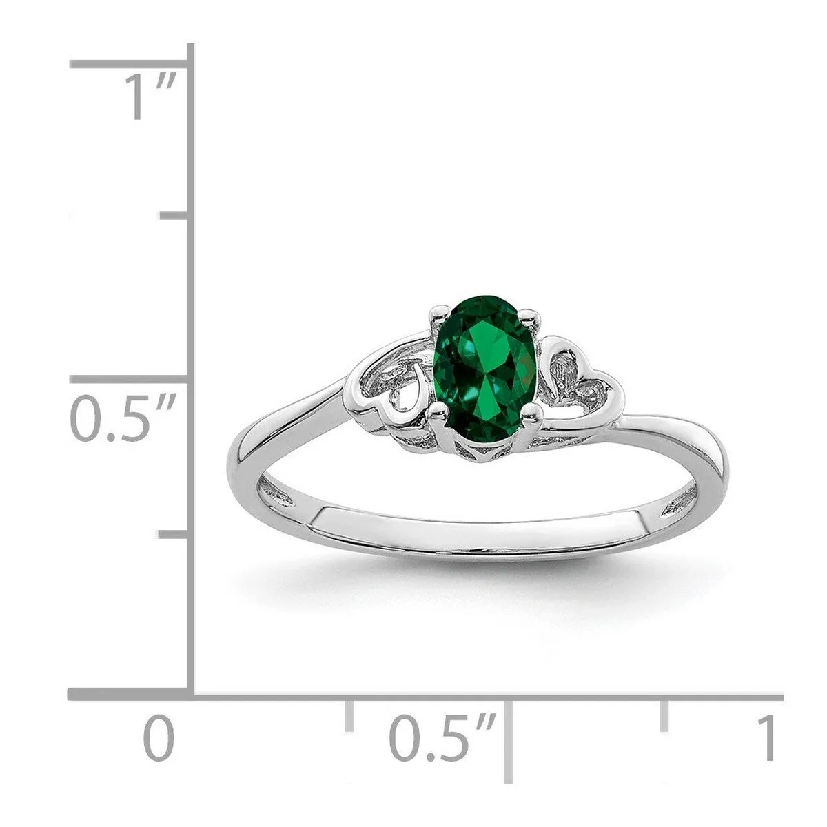 Curata 925 Sterling Silver 6x4mm Oval Created Emerald and Diamond Heart Ring sold by Zulily product image thumbnail 2