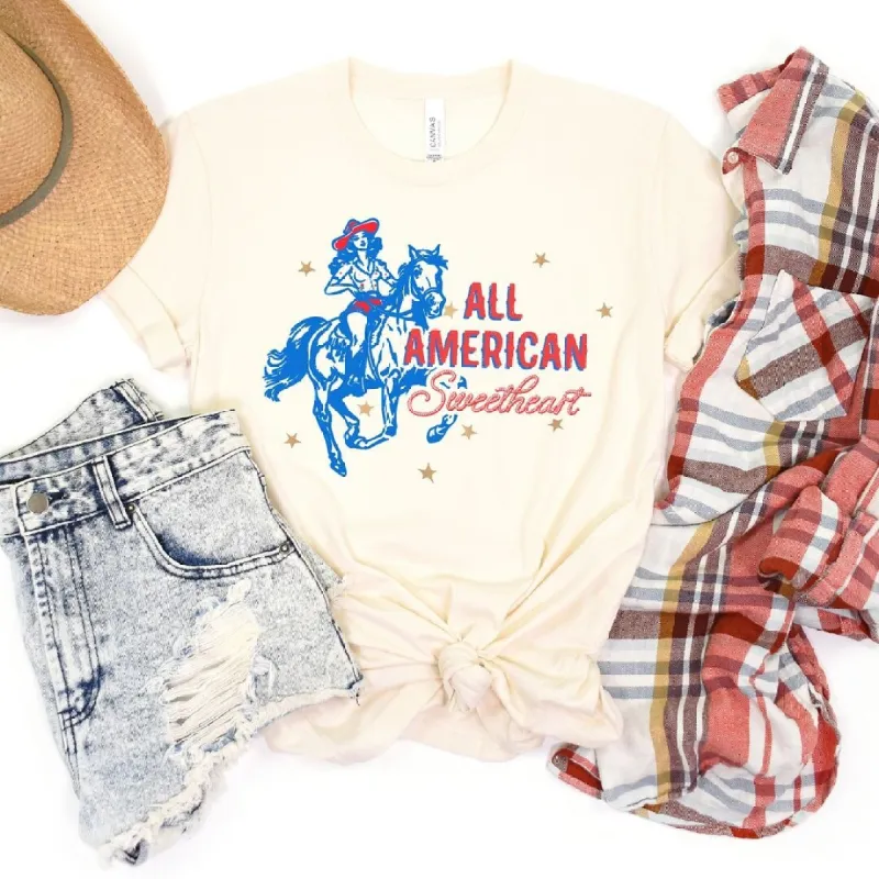 Western All American Sweetheart Sleeve Crewnneck Tee sold by Zulily