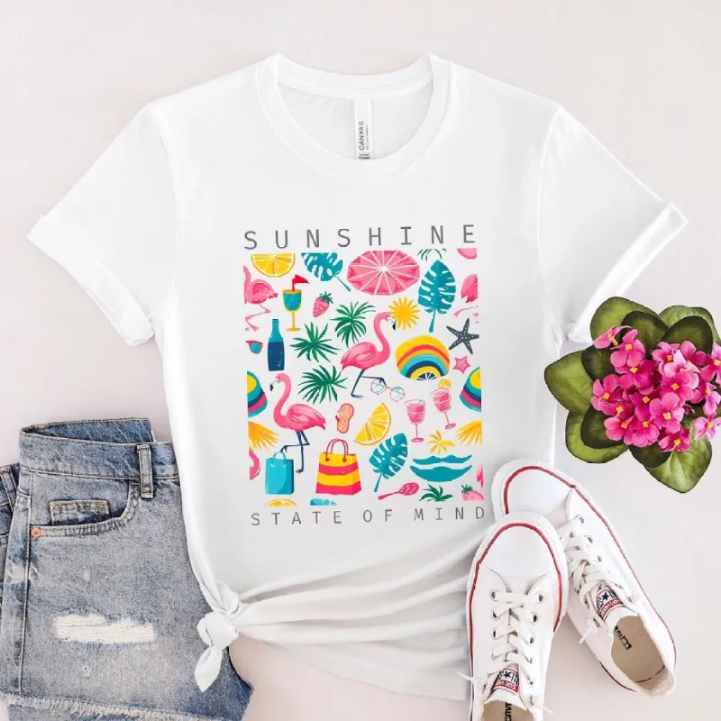 Sunshine State Of Mind Flamingos Short Sleeve Tee sold by Zulily