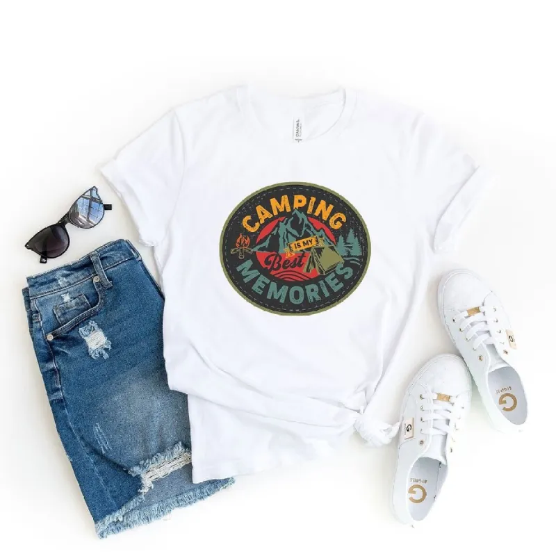 Camping is My Best Memories Badge Short Sleeve Crewnneck Tee sold by Zulily