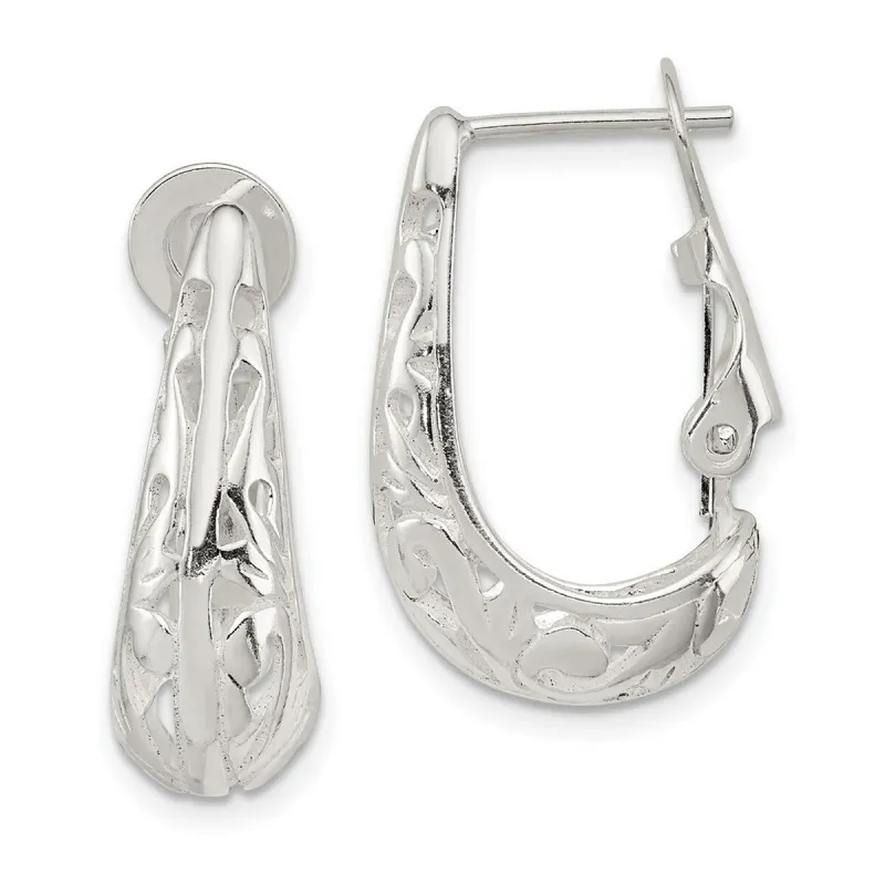 Curata 925 Sterling Silver 14x22mm Omega Back Filigree J Hoop Earrings sold by Zulily