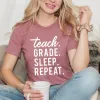 Teach Grade Sleep Repeat Short Sleeve Crewnneck Tee sold by Zulily
