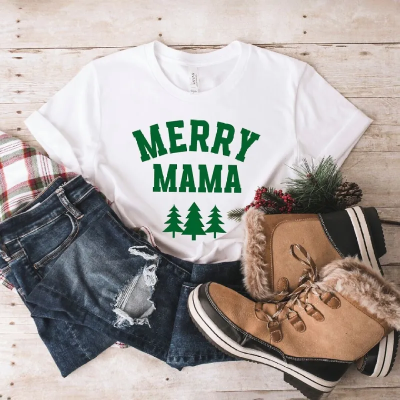 Merry Mama Pine Tree Short Sleeve Crewnneck Tee sold by Zulily