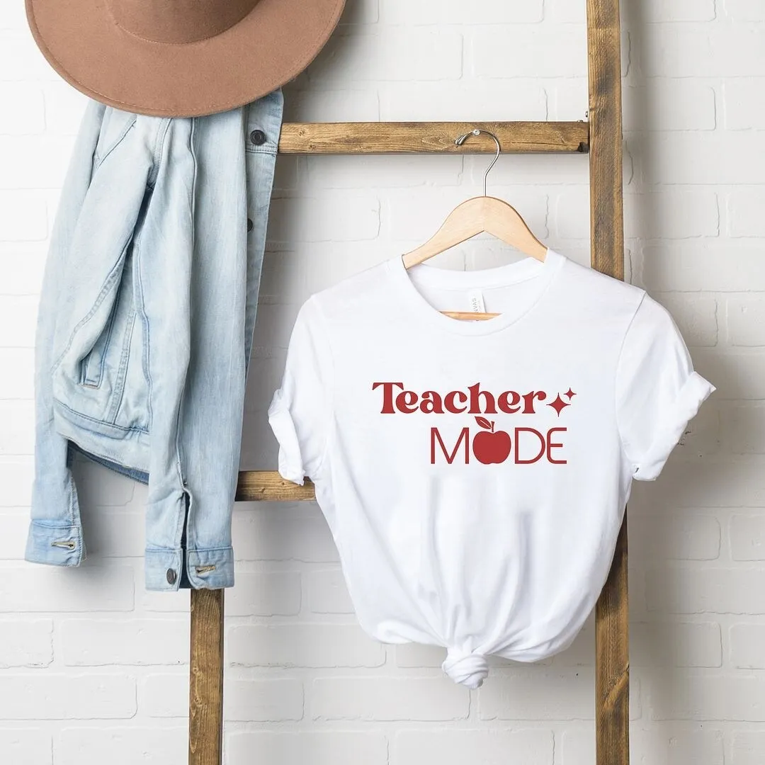 Teacher Mode Apple Short Sleeve Crewnneck Tee sold by Zulily