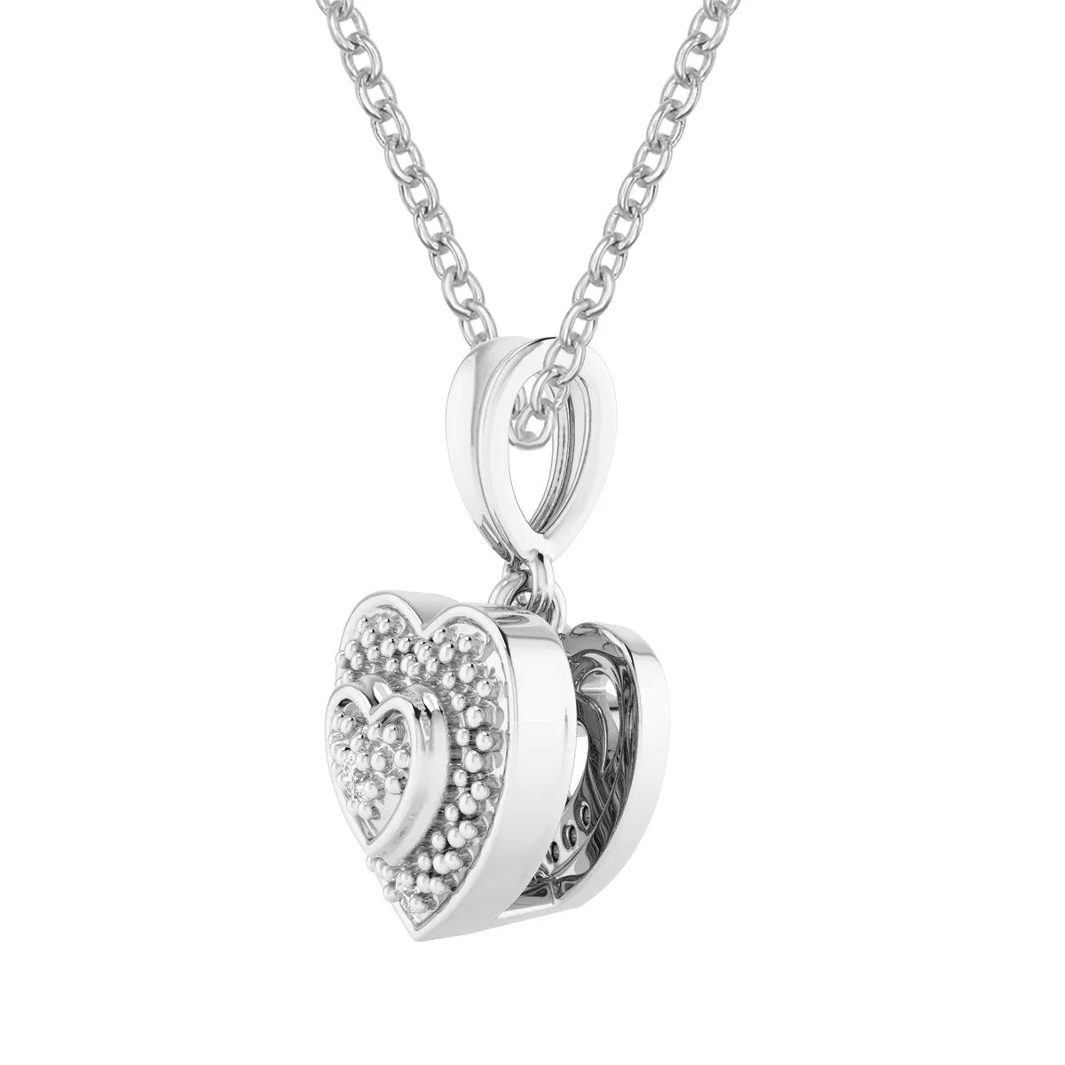 925 Sterling Silver Natural White Diamond Heart Pendant sold by Zulily product image thumbnail 2