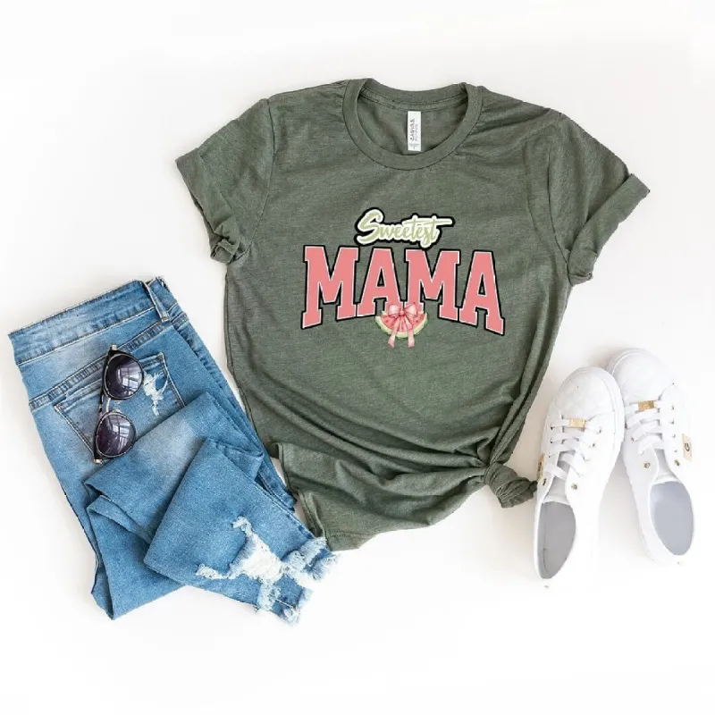 Coquette Sweetest Mama Watermelon Short Sleeve Crewnneck Tee sold by Zulily