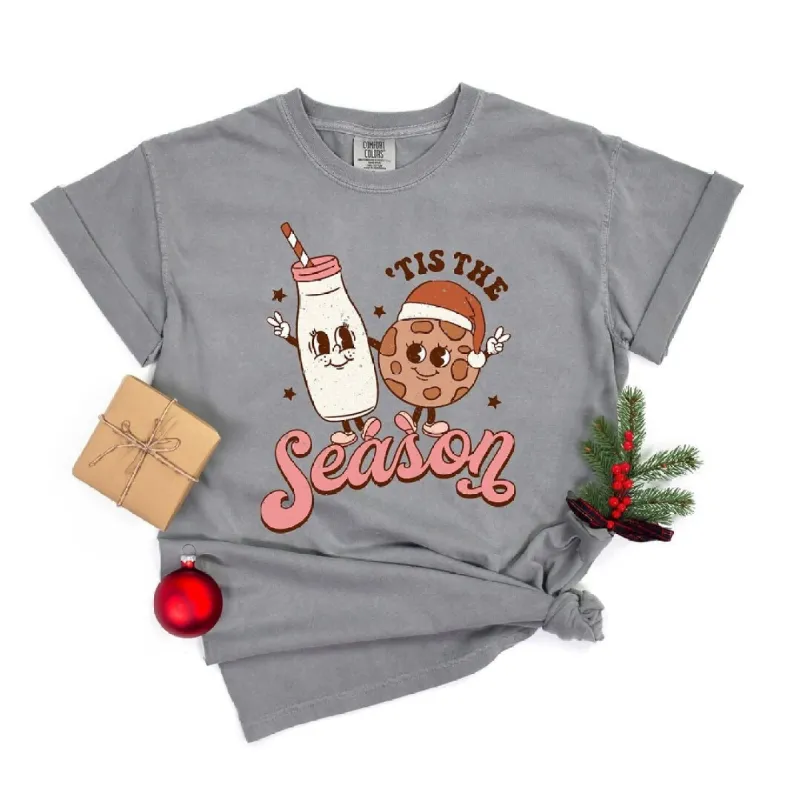 Tis the Season Milk and Cookie Garment Dyed Tee made by Zulily