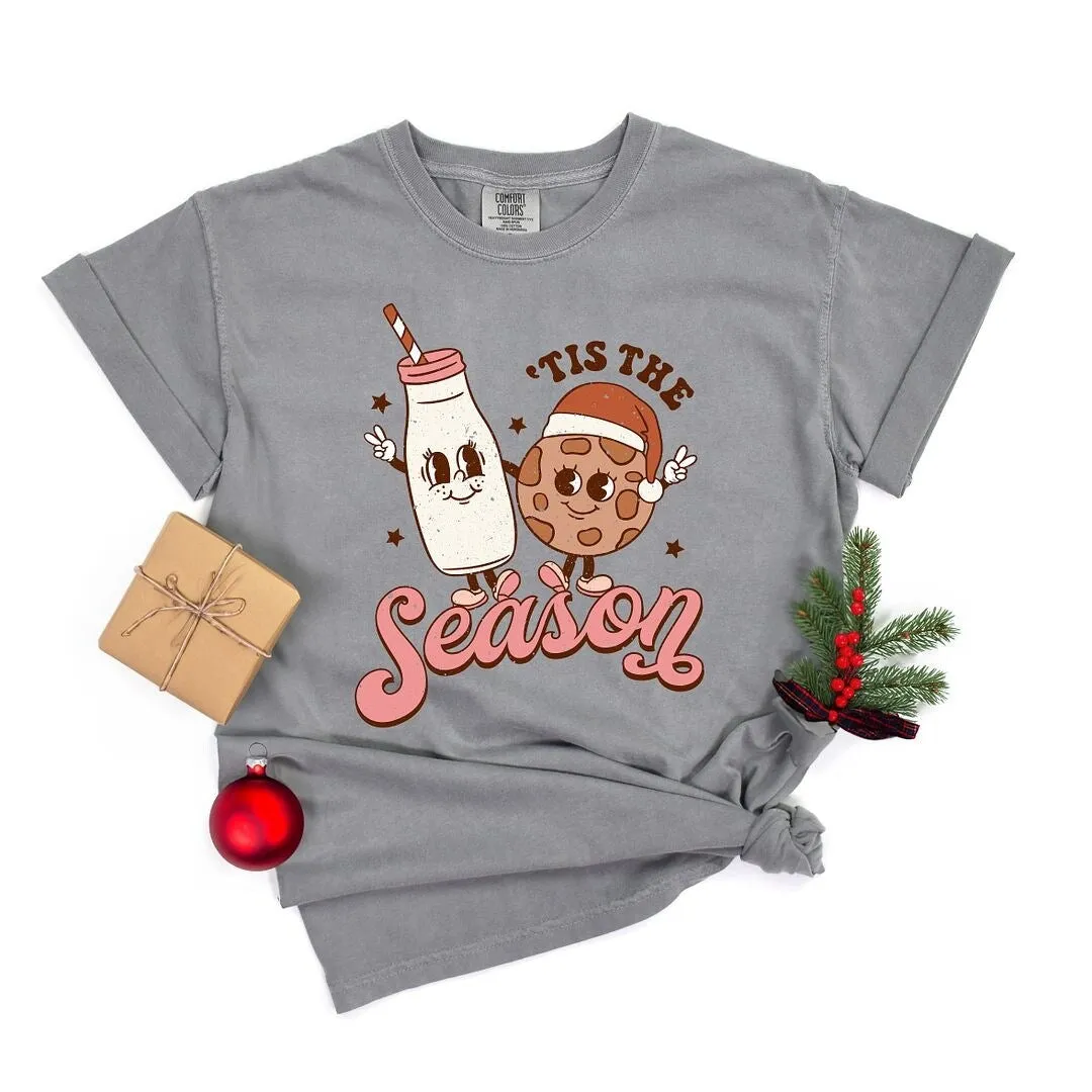 Tis the Season Milk and Cookie Garment Dyed Tee sold by Zulily