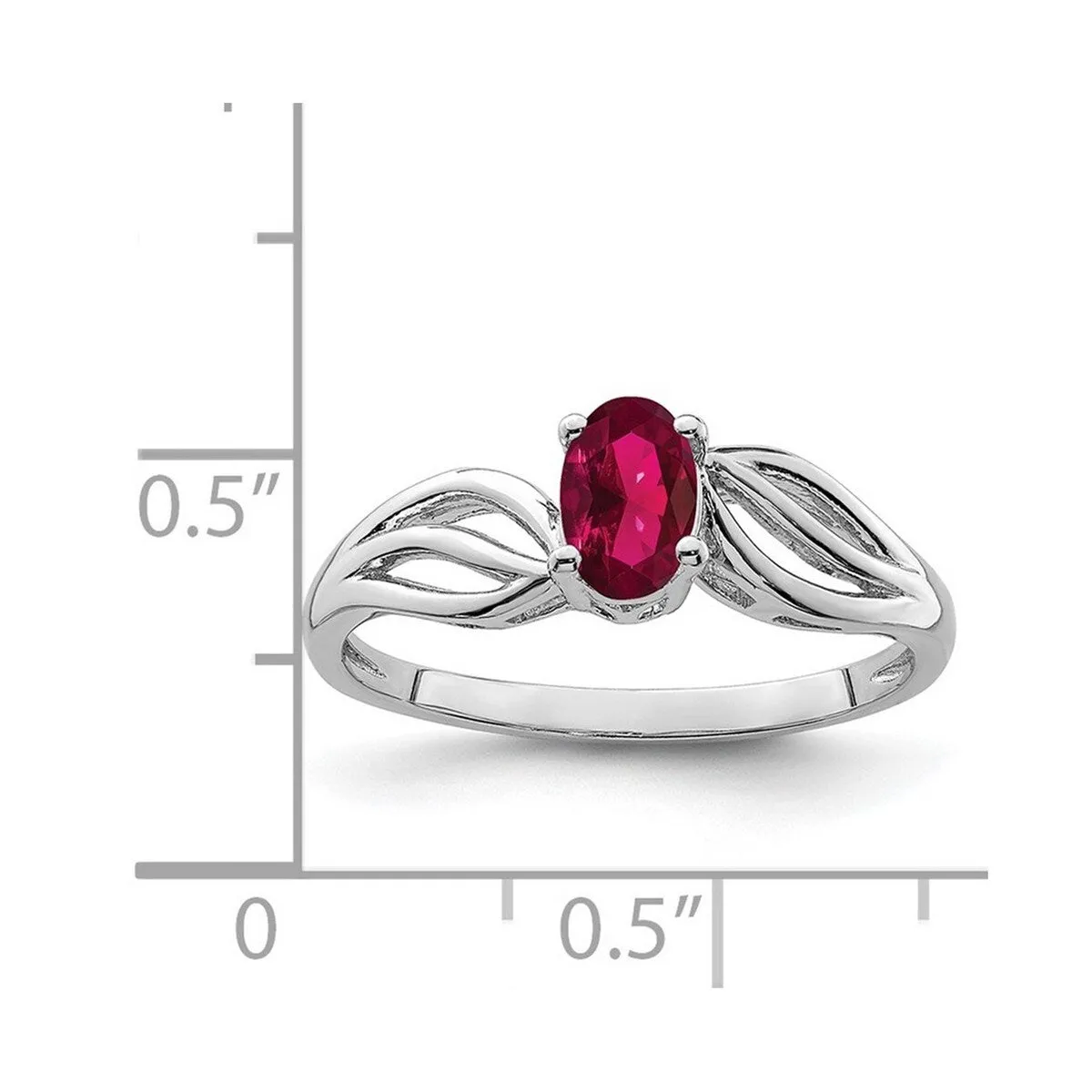 Curata 925 Sterling Silver 6x4mm Oval Created Ruby Leaf Ring sold by Zulily product image thumbnail 2