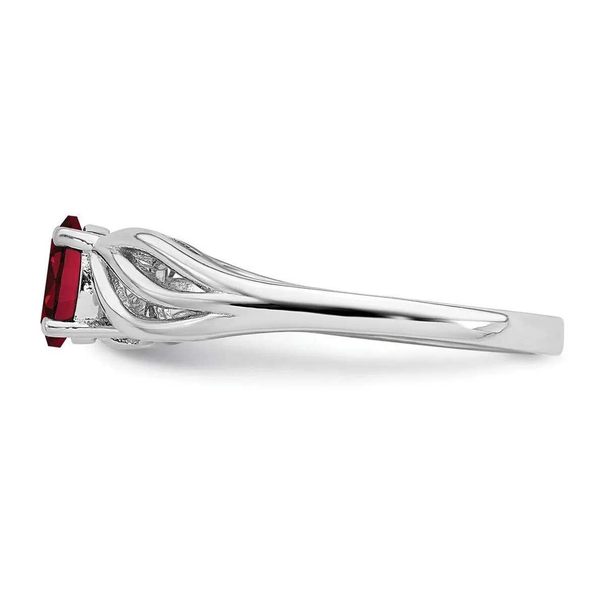 Curata 925 Sterling Silver 6x4mm Oval Created Ruby Leaf Ring sold by Zulily product image thumbnail 4