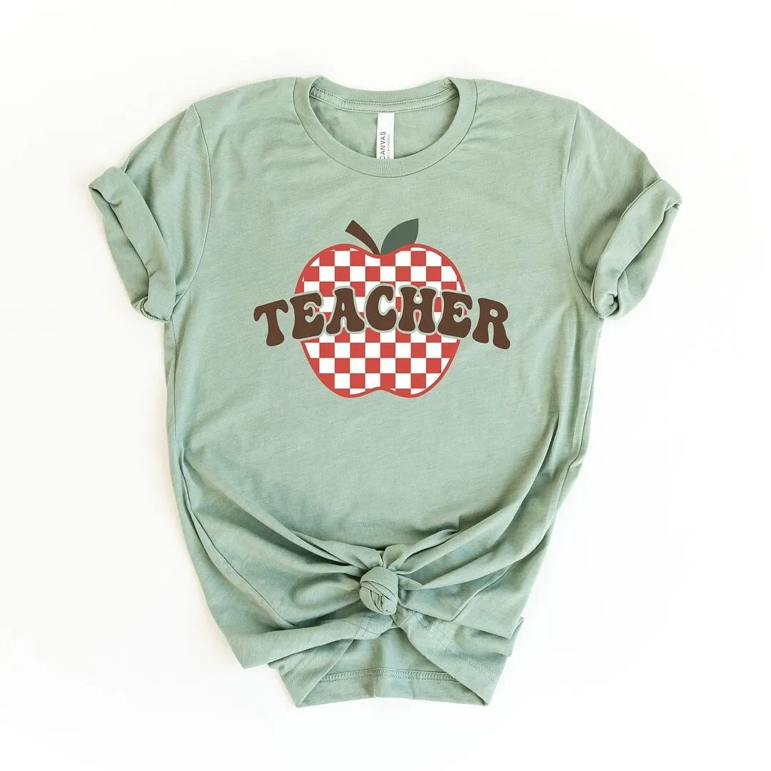 Checkered Teacher Apple Short Sleeve Crewnneck Tee sold by Zulily product image thumbnail 2
