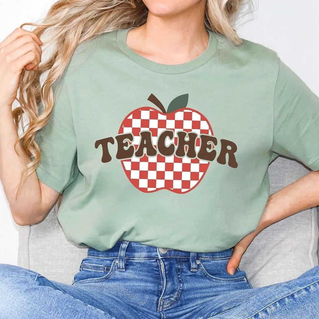 Checkered Teacher Apple Short Sleeve Crewnneck Tee sold by Zulily product image thumbnail 3