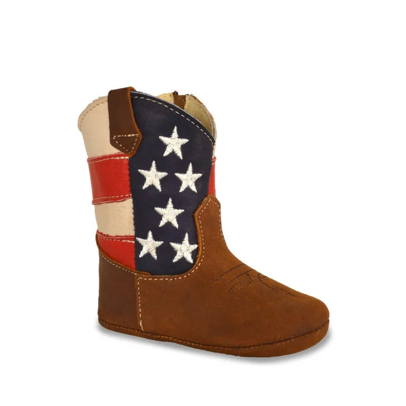 RedHawk Boot Co. Little Cowpokes Round Toe Booties in Star/Stripes sold by Zulily