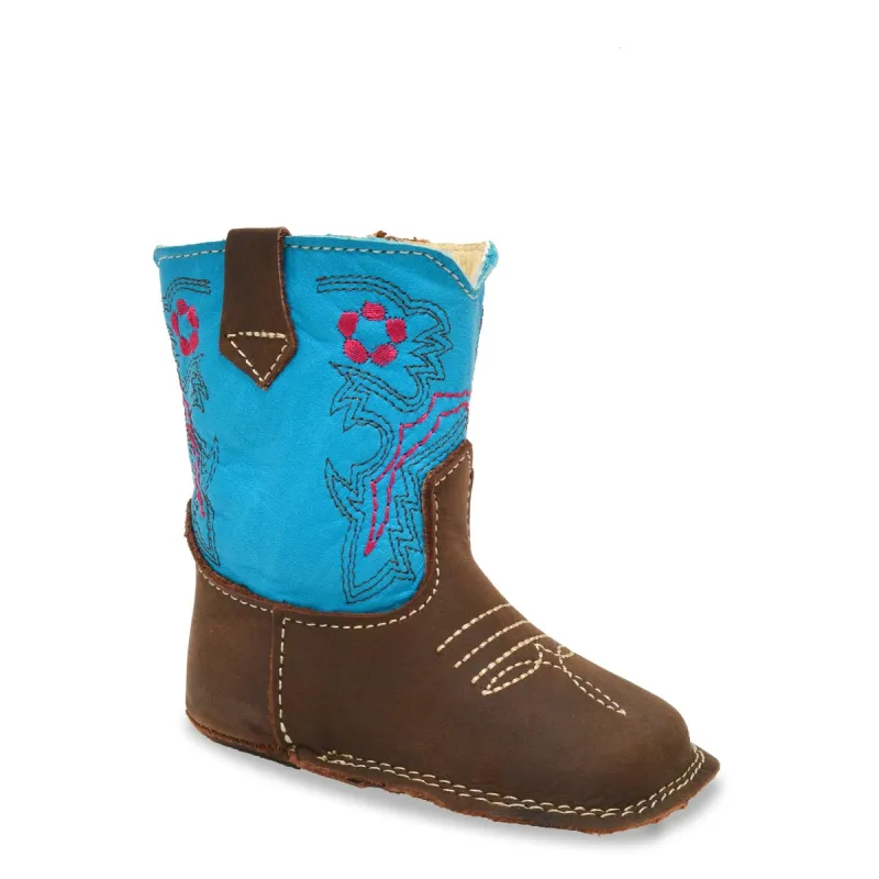 RedHawk Boot Co. Little Cowpokes Wide Square Toe Booties in Turquoise sold by Zulily