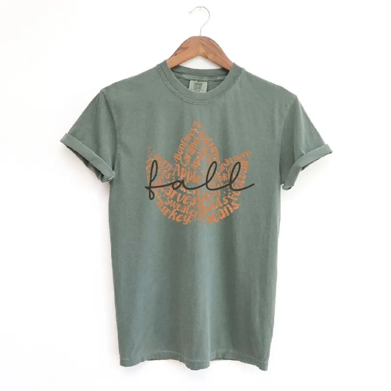 Cursive Fall Leaf Garment Dyed Tee sold by Zulily