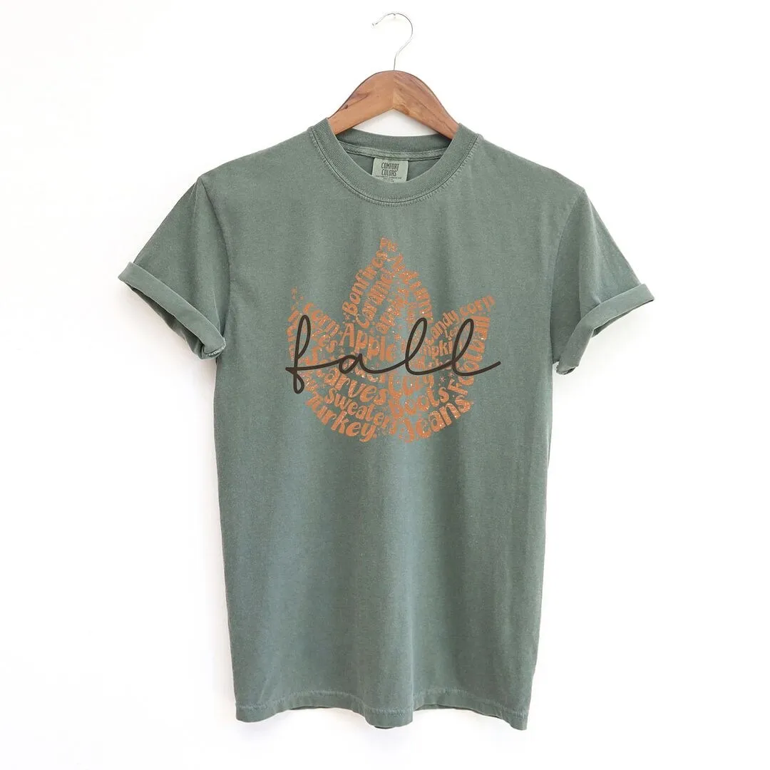 Cursive Fall Leaf Garment Dyed Tee sold by Zulily