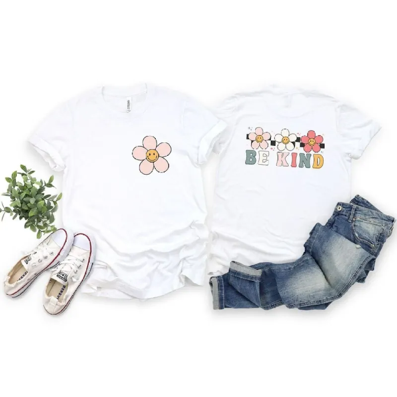 Be Kind Checkered Flowers Short Sleeve Tee sold by Zulily