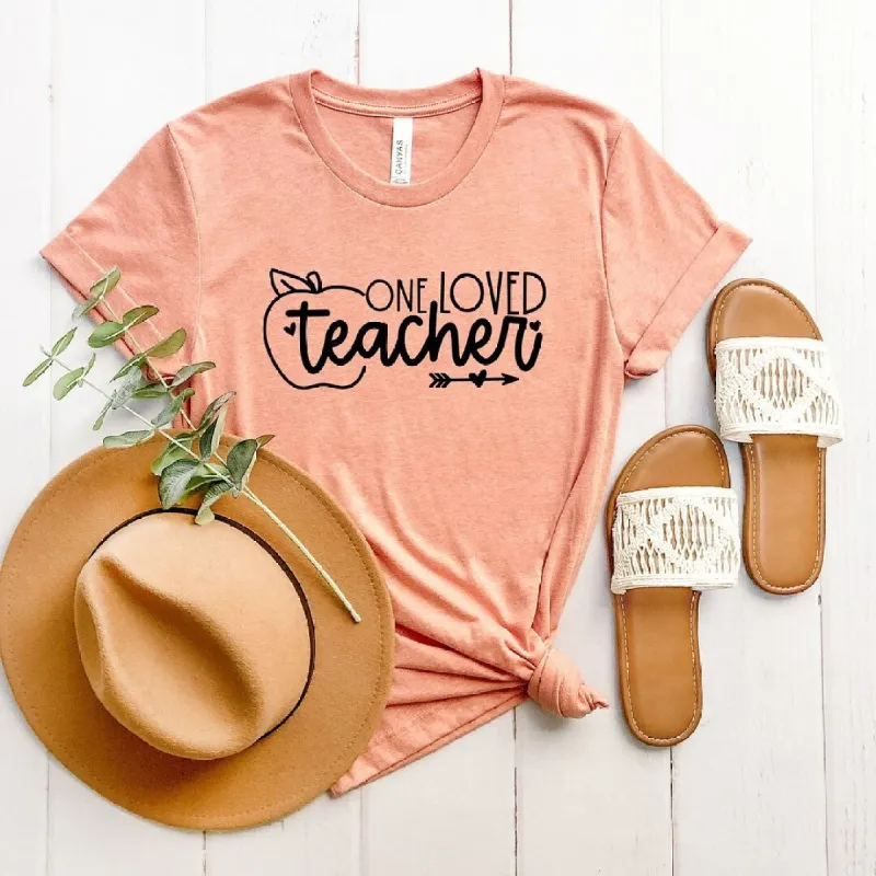 One Loved Teacher Apple Short Sleeve Crewnneck Tee sold by Zulily