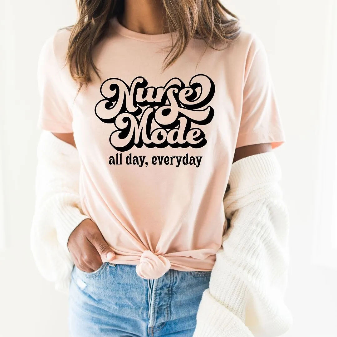 Nurse Mode Retro Short Sleeve Crewnneck Tee sold by Zulily product image thumbnail 3