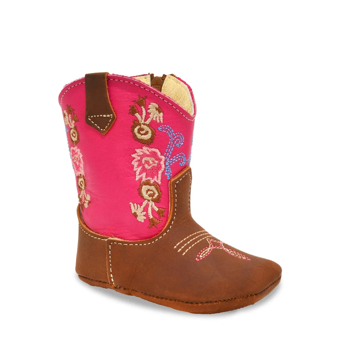 RedHawk Boot Co. Little Cowpokes Square Toe Booties in Fuchsia/Brown sold by Zulily