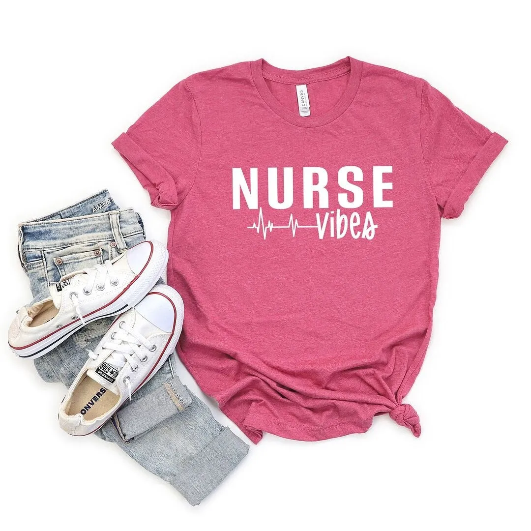 Nurse Vibes Heartbeat Short Sleeve Crewnneck Tee sold by Zulily