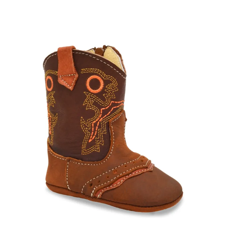 RedHawk Boot Co. Little Cowpokes Round Toe Booties in Brown sold by Zulily