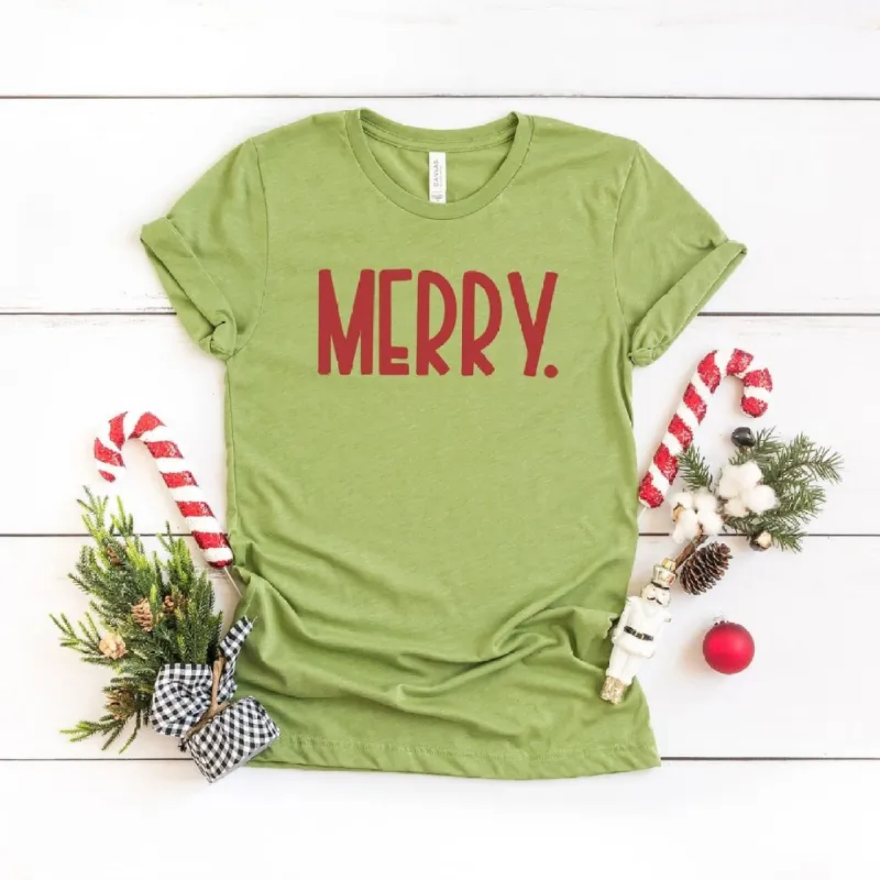 Merry Bold Word Short Sleeve Crewnneck Tee sold by Zulily