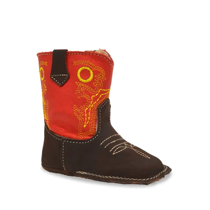 Crimson Little Cowpokes Wide Square Toe Soft Leather Booties sold by Zulily