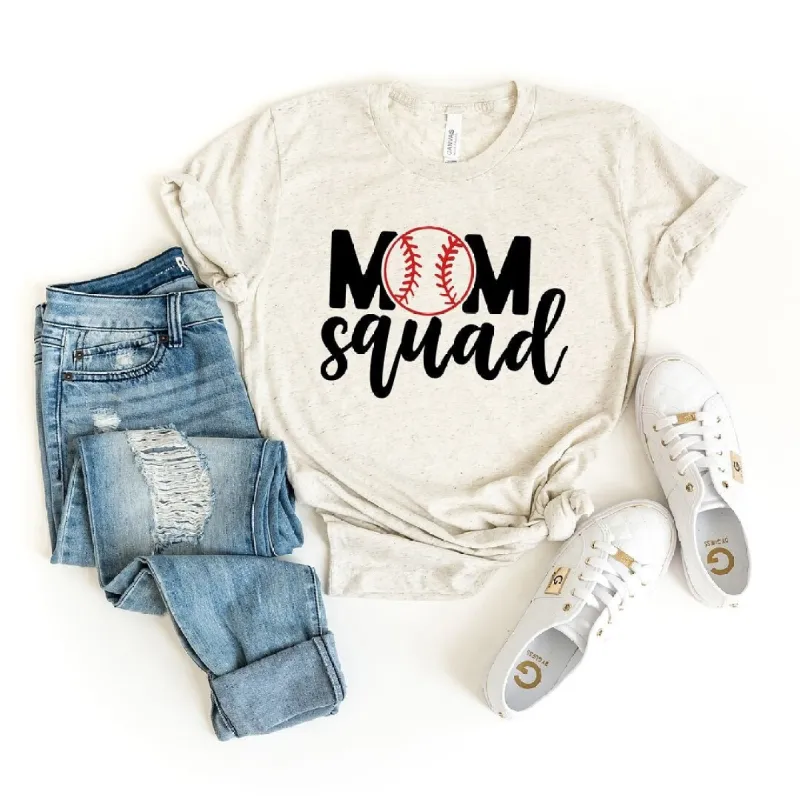 Mom Squad Baseball Short Sleeve Crewnneck Tee sold by Zulily