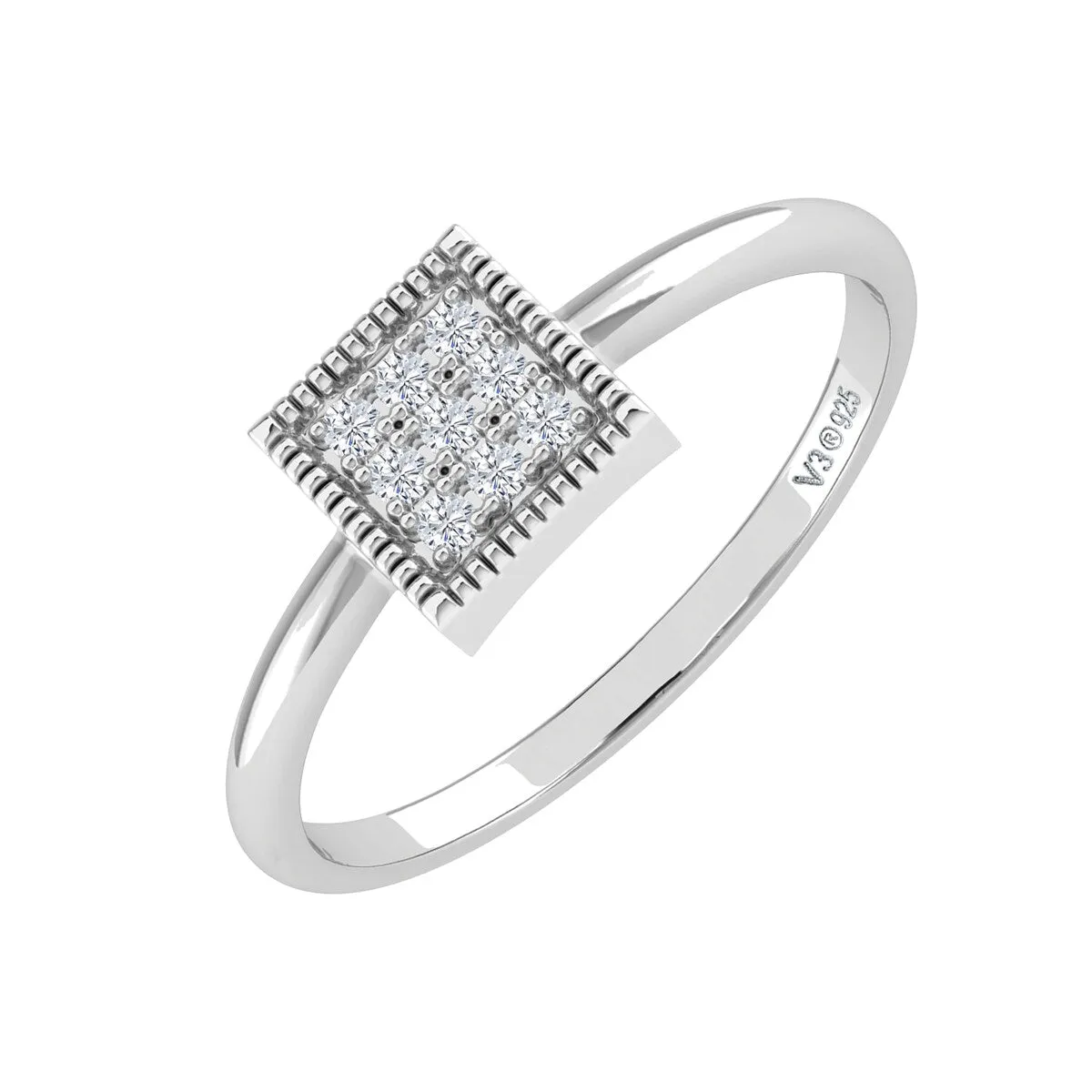 Sterling Silver Natural White Diamond Square Ring sold by Zulily product image thumbnail 2