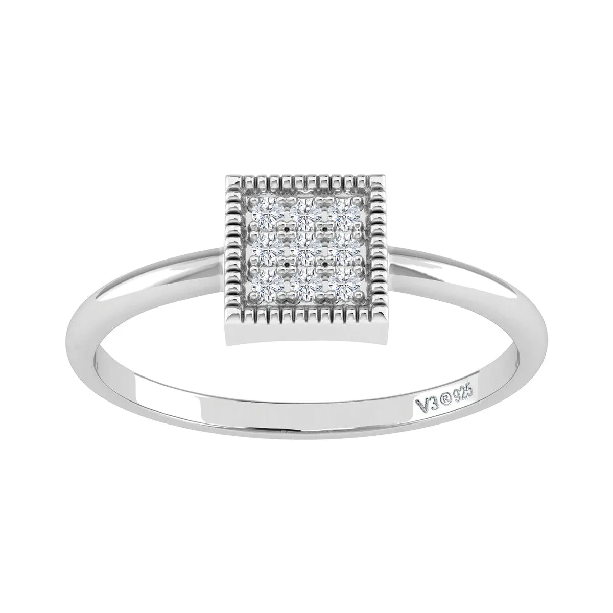 Sterling Silver Natural White Diamond Square Ring sold by Zulily