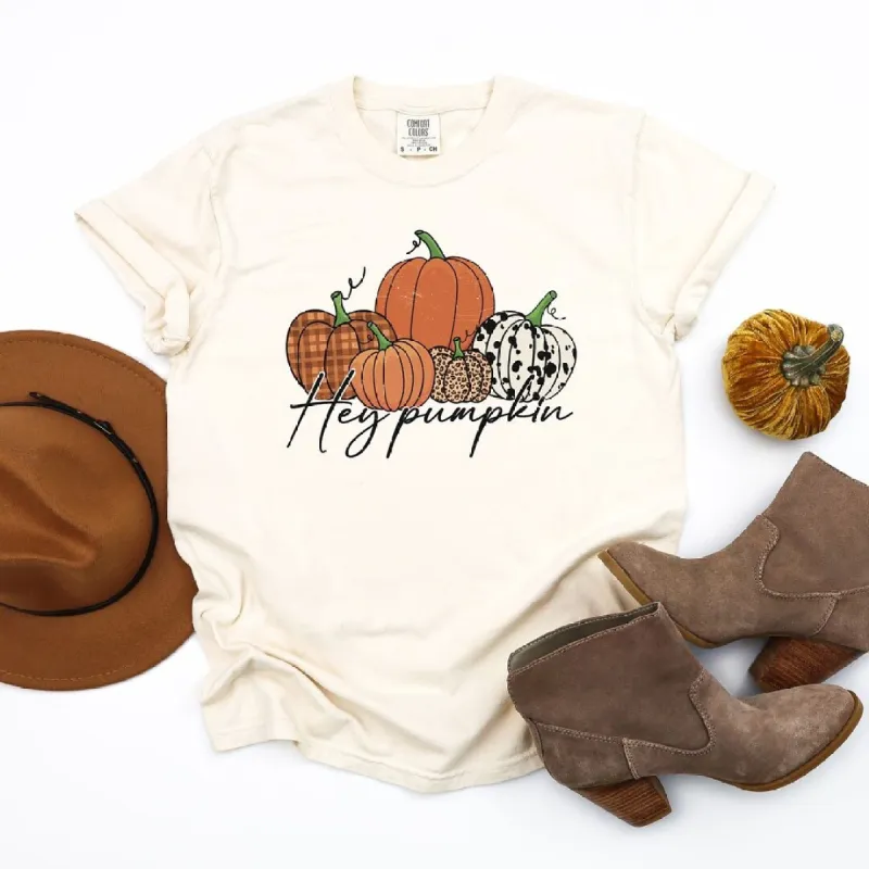 Hey Pumpkin Cursive Garment Dyed Tee sold by Zulily