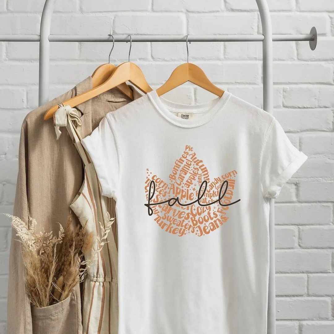 Cursive Fall Leaf Garment Dyed Tee sold by Zulily